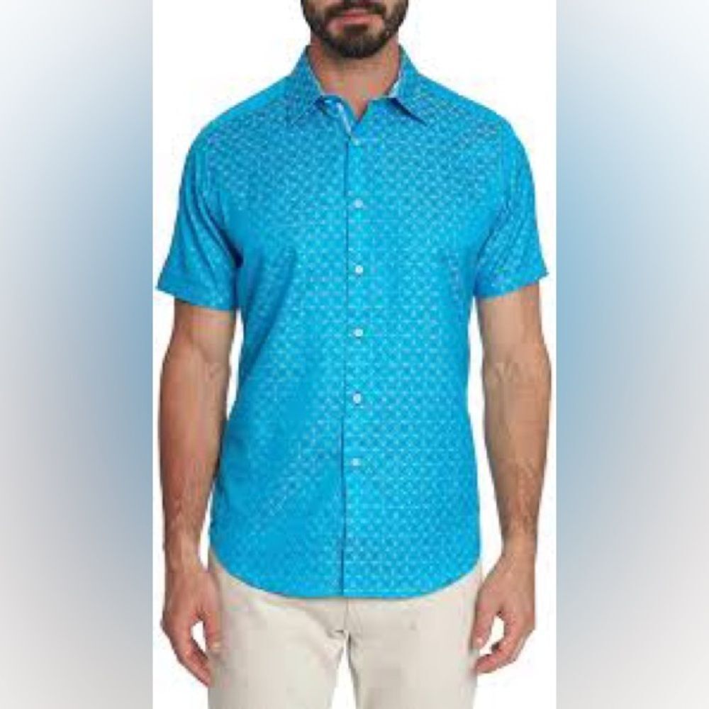 NEW Robert Graham Turquoise Patterned Men's Shirt Size 2XL